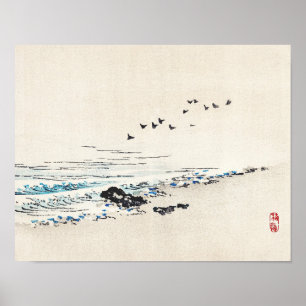 Poster Beach scenery by Kōno Bairei