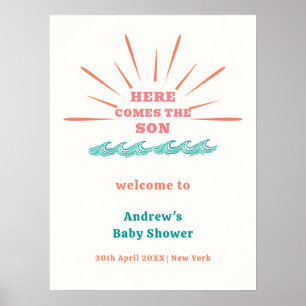 Poster Beach Sunshine Voici L'Accueil Baby shower
