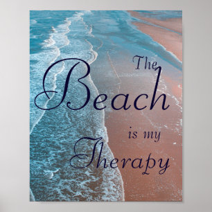 Poster Beach Therapy Dire avec l'eau du littoral bleu