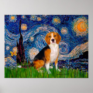 Poster Beagle 7 - Nuit étoilée