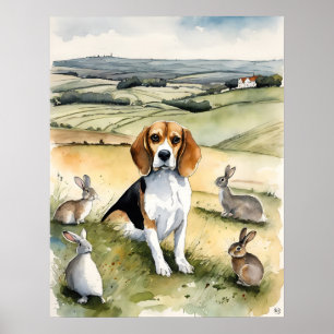 Poster Beagle - Art Chien Imprimer