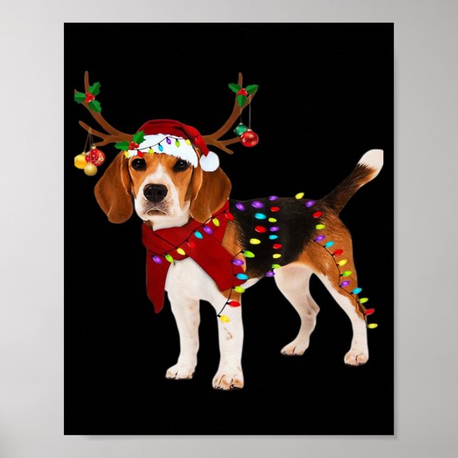 Poster beagle dog christmas Classic T-Shirt (Devant)
