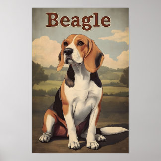 Poster Beagle Dog Vintage Art