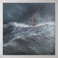 Beagle HMS dans une tempête au large du Cap Horn