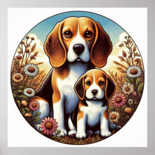 Poster Beagle Maman et Pup 5000 2X