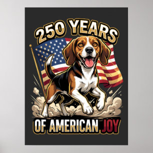 Poster Beagle Patriotique – 250 Ans de Joie Américaine