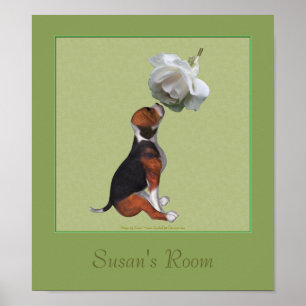 Poster Beagle Puppy Rose Salle pour enfants personnalisée