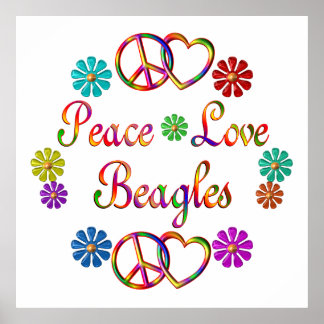 POSTER BEAGLES DE L'AMOUR DE LA PAIX