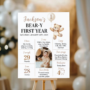 Poster Béaire à ours en peluche Première année Jalon