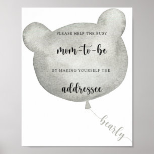 Poster Bear Balloon Aidez l'affiche Occupy Mom-to-be