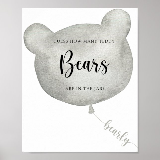 Poster Bear Balloon devine combien d'affiches nounours (Devant)