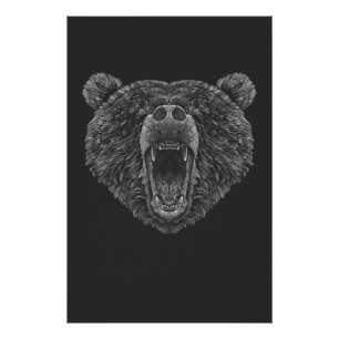 Poster Bear head roaring