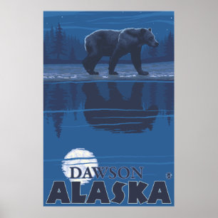 Poster Bear in Moonlight - Dawson, Alaska