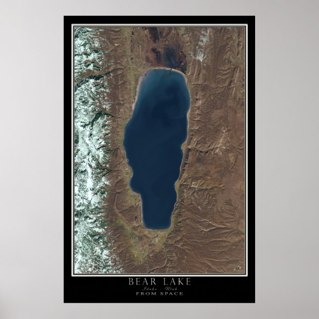Poster Bear Lake Idaho - Utah De L'Espace Carte Satellite (Devant)