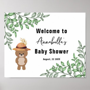Poster Bear mignonne dans le Baby shower d'accueil en boi