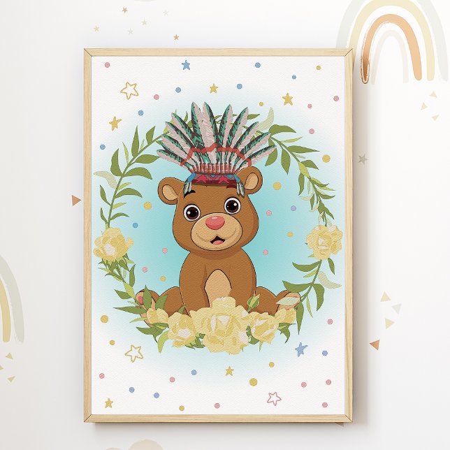 Poster Bear Native American Nursery Print Kids Room (Créateur téléchargé)