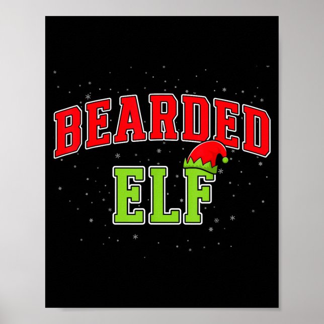 Poster Bearded Elf Christmas Family Matching Group Xmas  (Devant)
