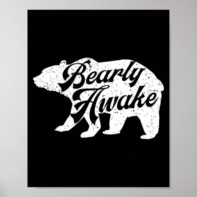 Poster Bearly Awake Bear. Funny Bear Christmas Pajamas Gi (Devant)