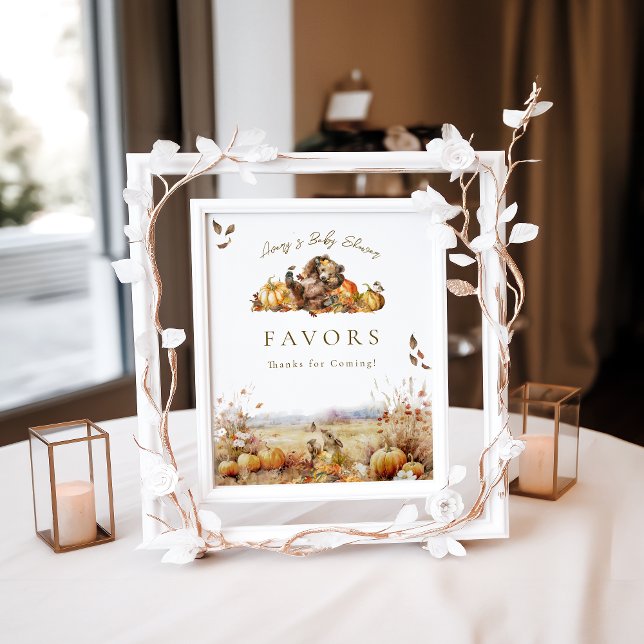 Poster Bearly Wait Automne Baby shower des bois Faveurs (Créateur téléchargé)