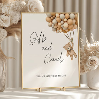 Poster Bearly Wait Balloon Baby shower cadeaux et cartes