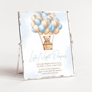 Poster Bearly Wait Blue HotAir Balloon Late Night Diapers