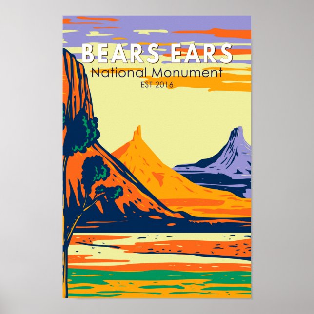 Poster Bears Ears National Monument Utah Retro (Devant)