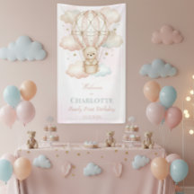 Beary  Hot Air Balloon 1st Birthday Welcome