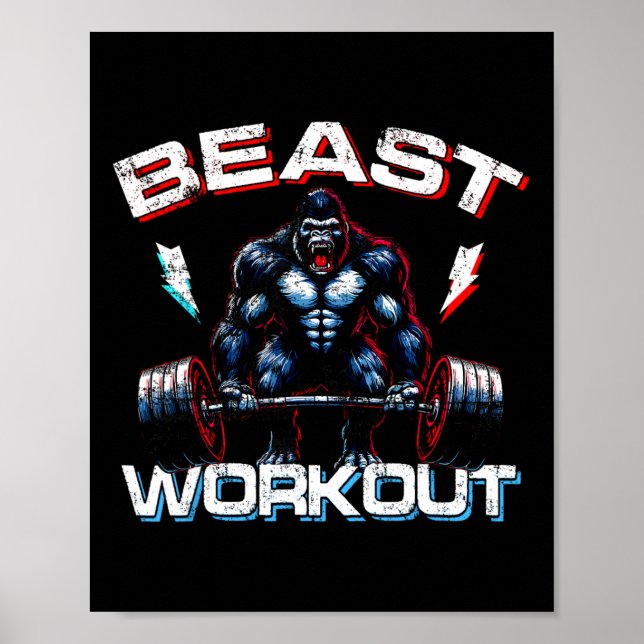 Poster Beast Silverback Deadlift Gym plaisanteries Gorill (Devant)