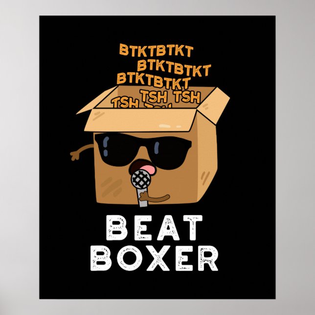 Poster Beat Boxer Funny Beatboxbox Pun Dark BG (Devant)
