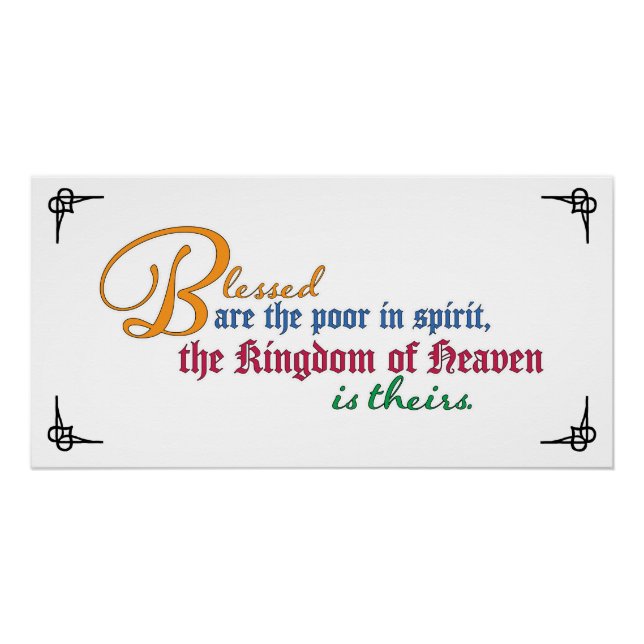 Poster Béatitude : Heureux les pauvres en esprit (Devant)