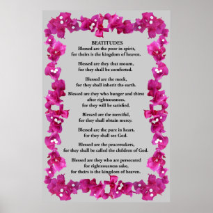 Poster Béatitudes dans un cadre de Bougainvilliers
