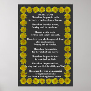Poster Béatitudes dans un cadre de pissenlit