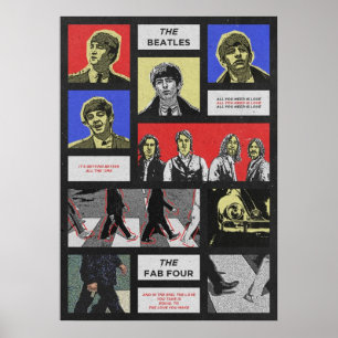 Poster beatles, rock classique, groupe vintage, musique b