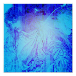 Poster Beau ange Bleu de Protection et de Pardon