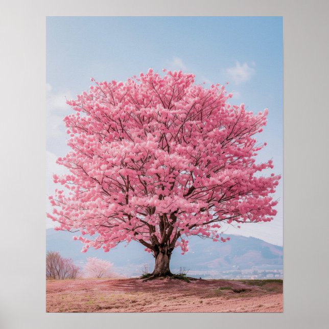 Poster Beau arbre à fleurs de cerisiers (Devant)
