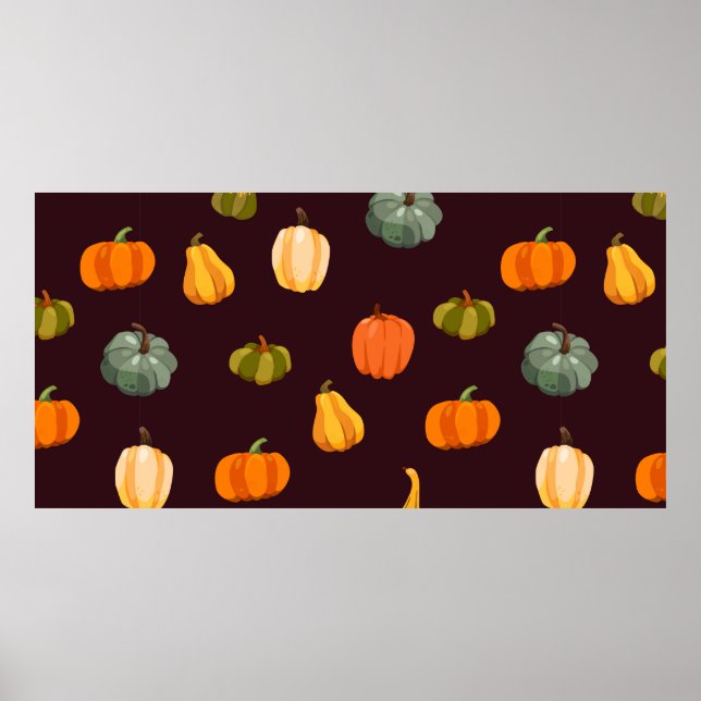 Poster Beau arrière - plan d'automne avec des citrouilles (Devant)