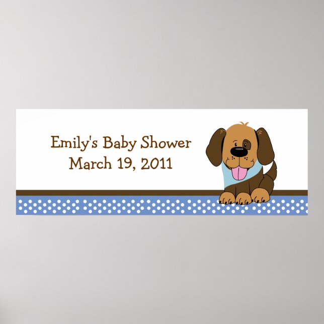 Poster Beau Baby shower de chiot / Bannière d'anniversair (Devant)