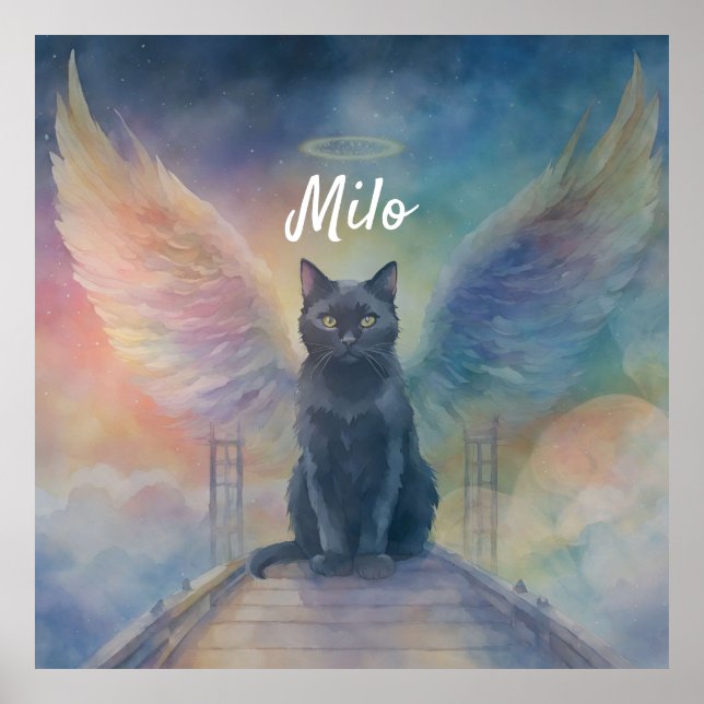 Poster Beau Black Cat Art Pet Memorial Cadeau (Devant)