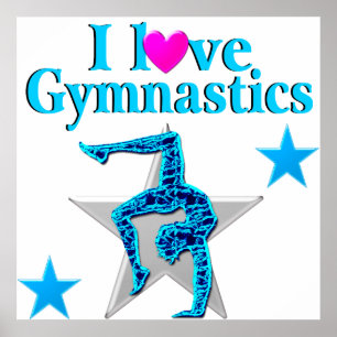 POSTER BEAU BLEU J'AIME LA GYMNASTIQUE
