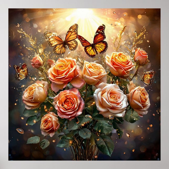 Poster Beau bouquet de roses (Devant)