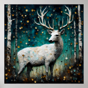 Poster Beau Cerf Blanc