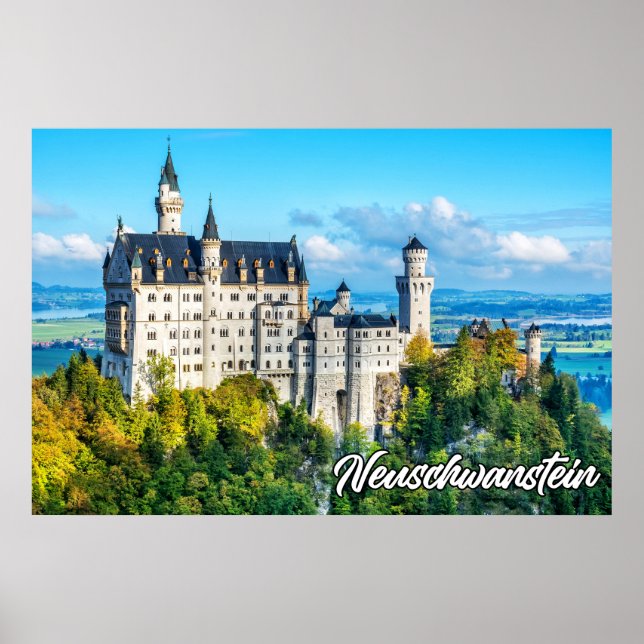 Poster Beau Château de Neuschwanstein, Allemagne (Devant)