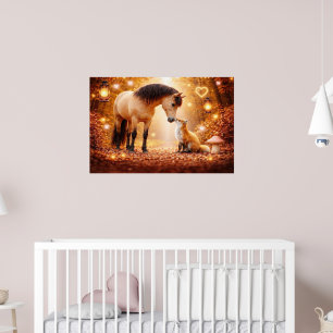 Poster Beau cheval et renard rouge Fantastique Art pour l