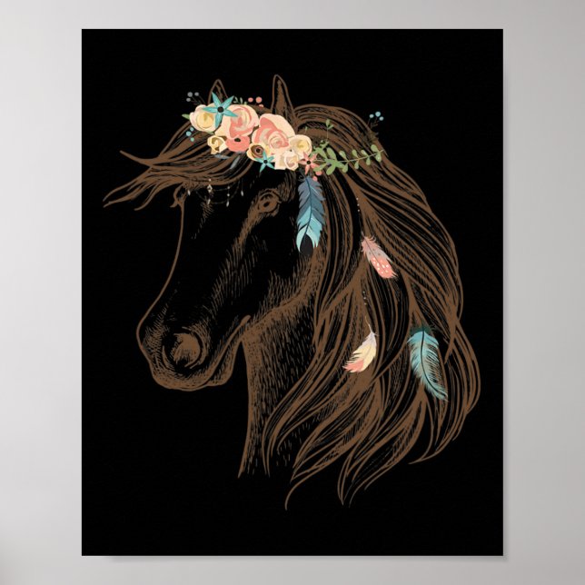 Poster Beau Cheval Main Drawn Art Pour Amoureux des anima (Devant)