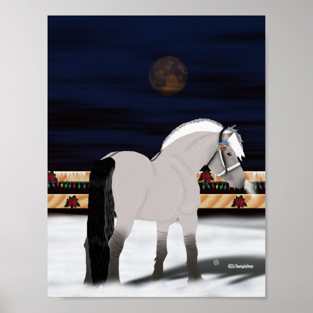 Poster Beau cheval norvégien fjord (Devant)