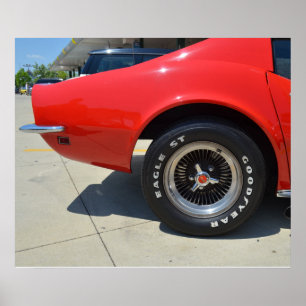 Poster Beau Chevrolet Corvette rouge C3.