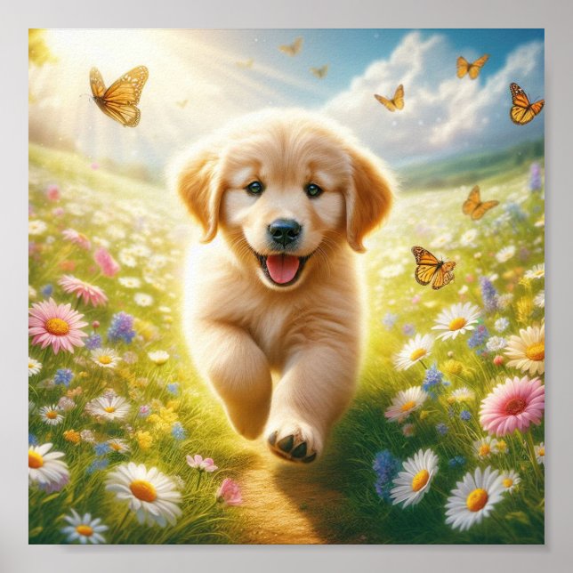 Poster Beau chiot Angel Golden Retriever (Devant)