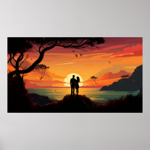 Poster Beau coucher de soleil