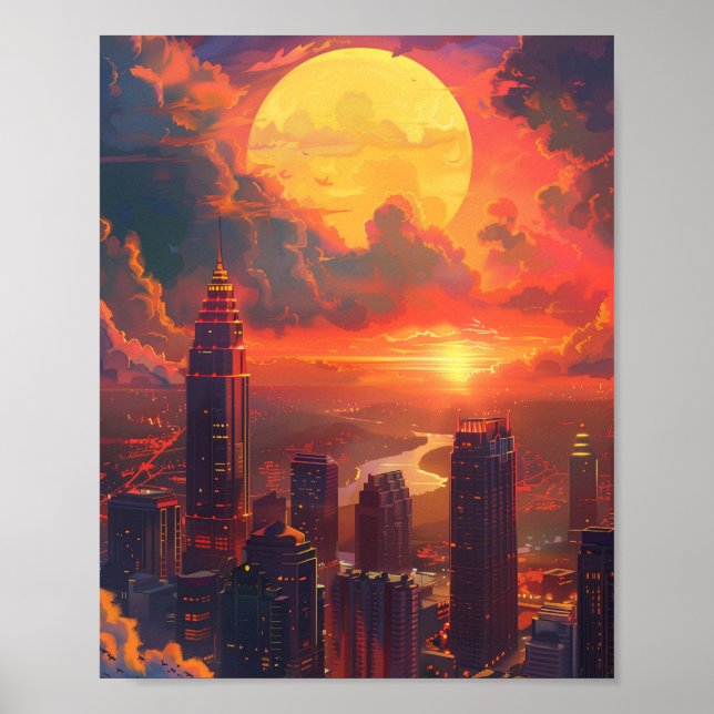 Poster Beau coucher de soleil à Atlanta Géorgie USA (Devant)