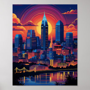 Poster Beau coucher de soleil à Cincinnati Ohio USA